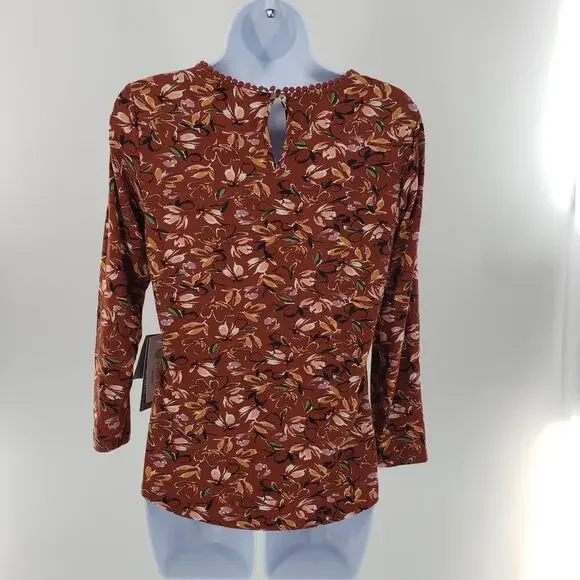 Daniel Rainn Crochet pleated lace trim long sleeve shirt Stitch Fix Size PS - Picture 2 of 9